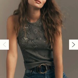 Anthropology Embellished Halter Tank